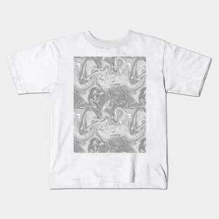 Pastel Grey Silk Marble - Digital Liquid Paint Kids T-Shirt